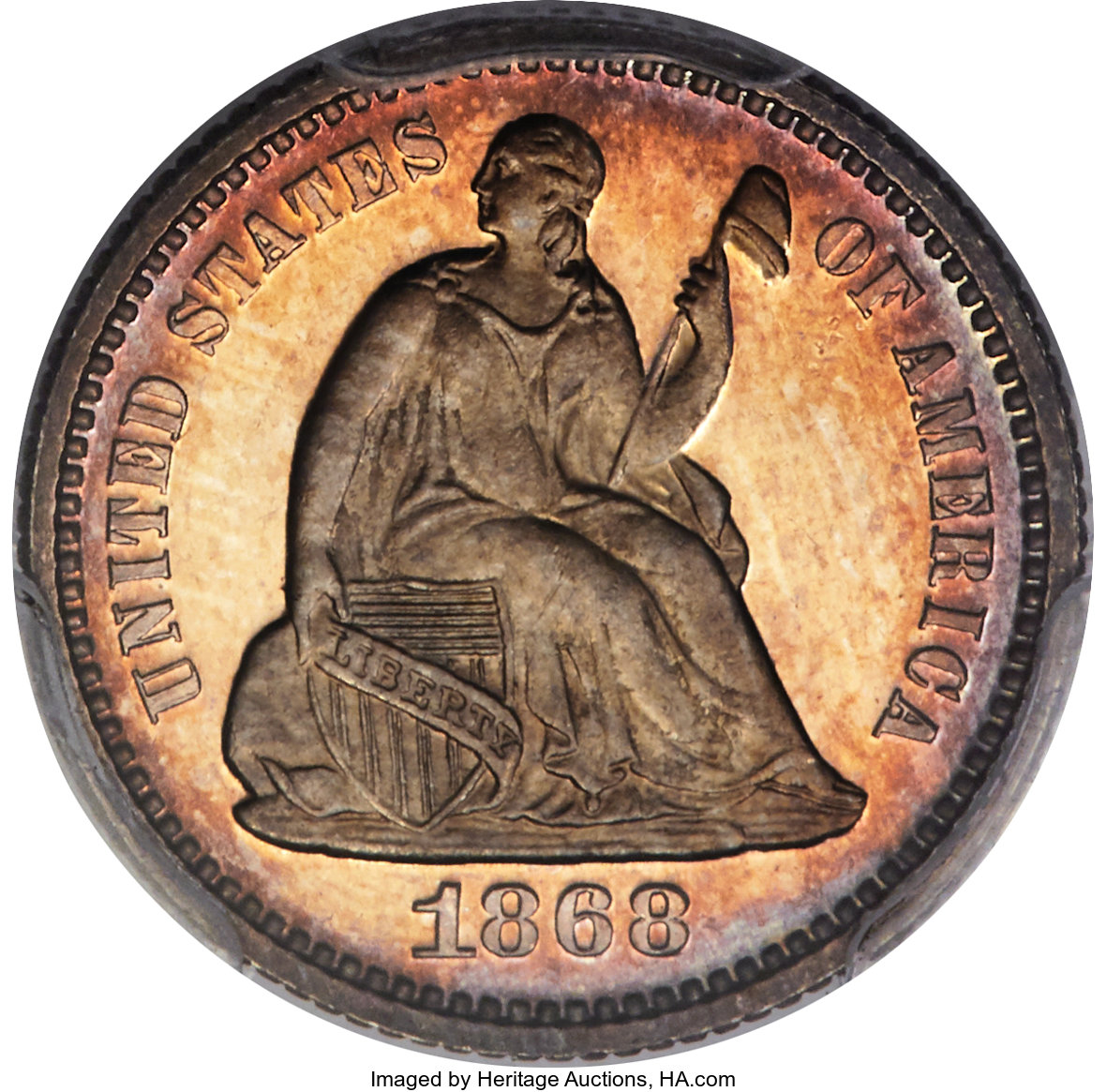 image for: 1868 H10C PR66 Cameo PCGS. CAC....