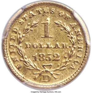 image for: 1852-D G$1 AU55 PCGS. Variety 4-F....