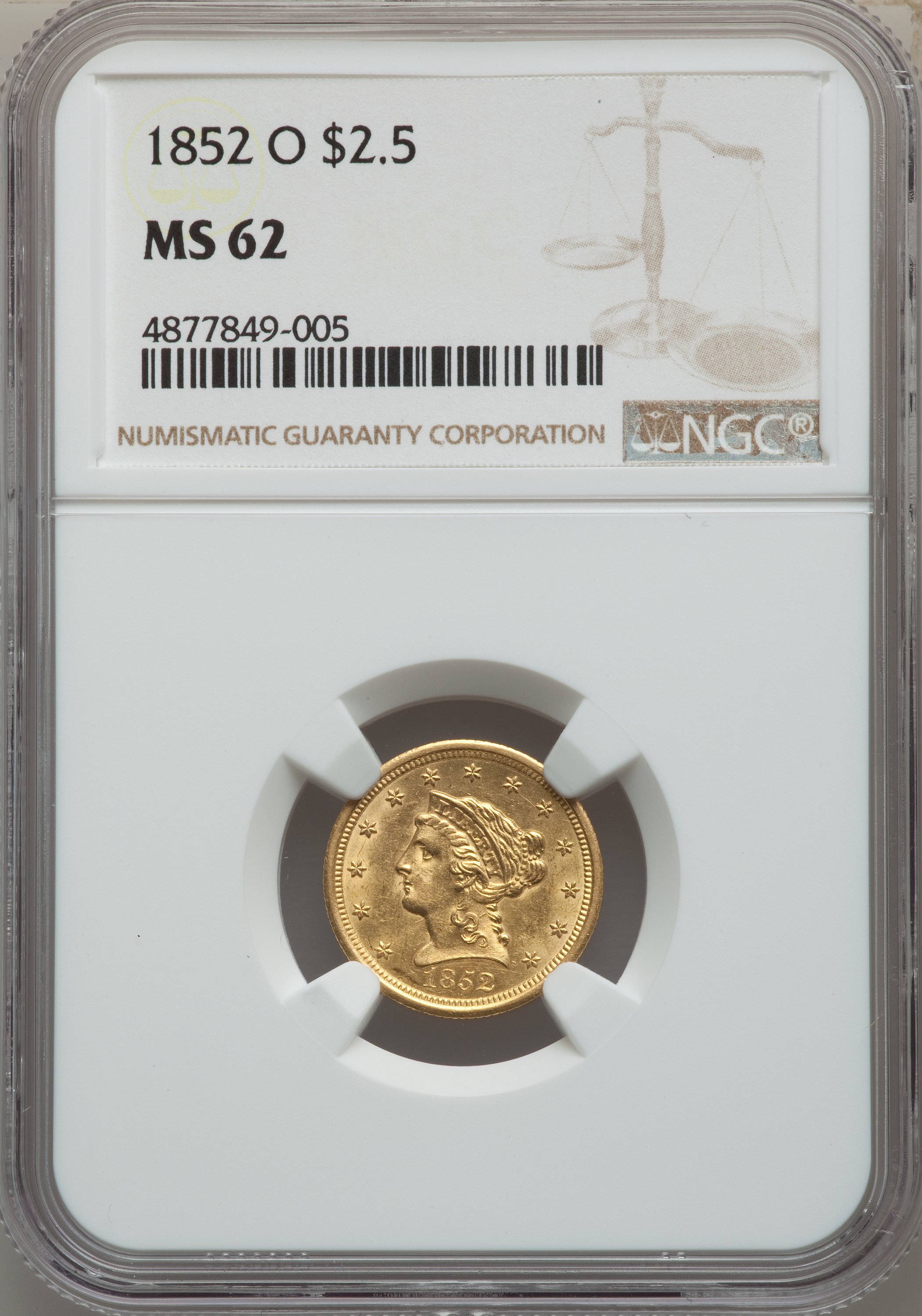 1852-O $2 1/2 MS