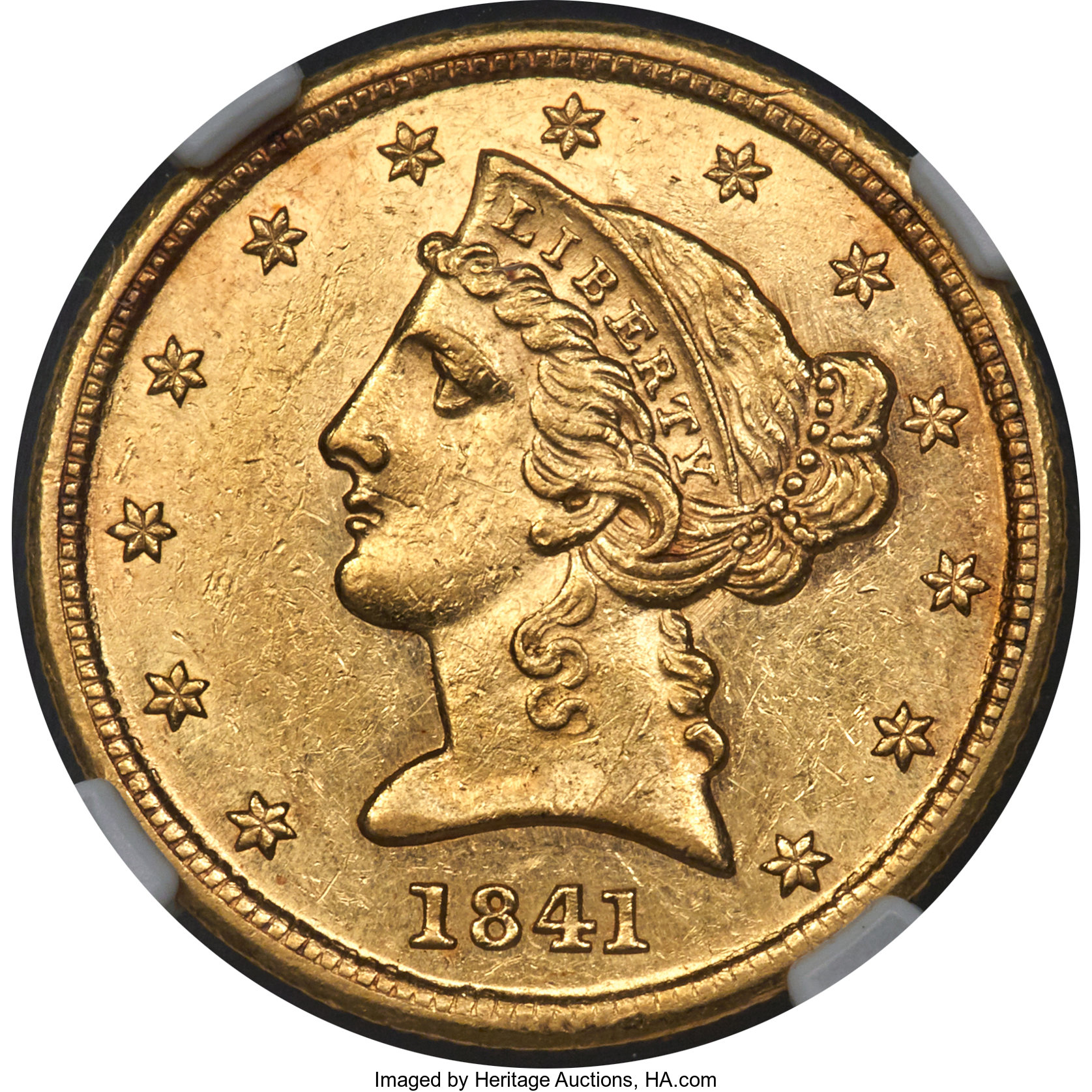 image for: 1841 $5 AU58 NGC....