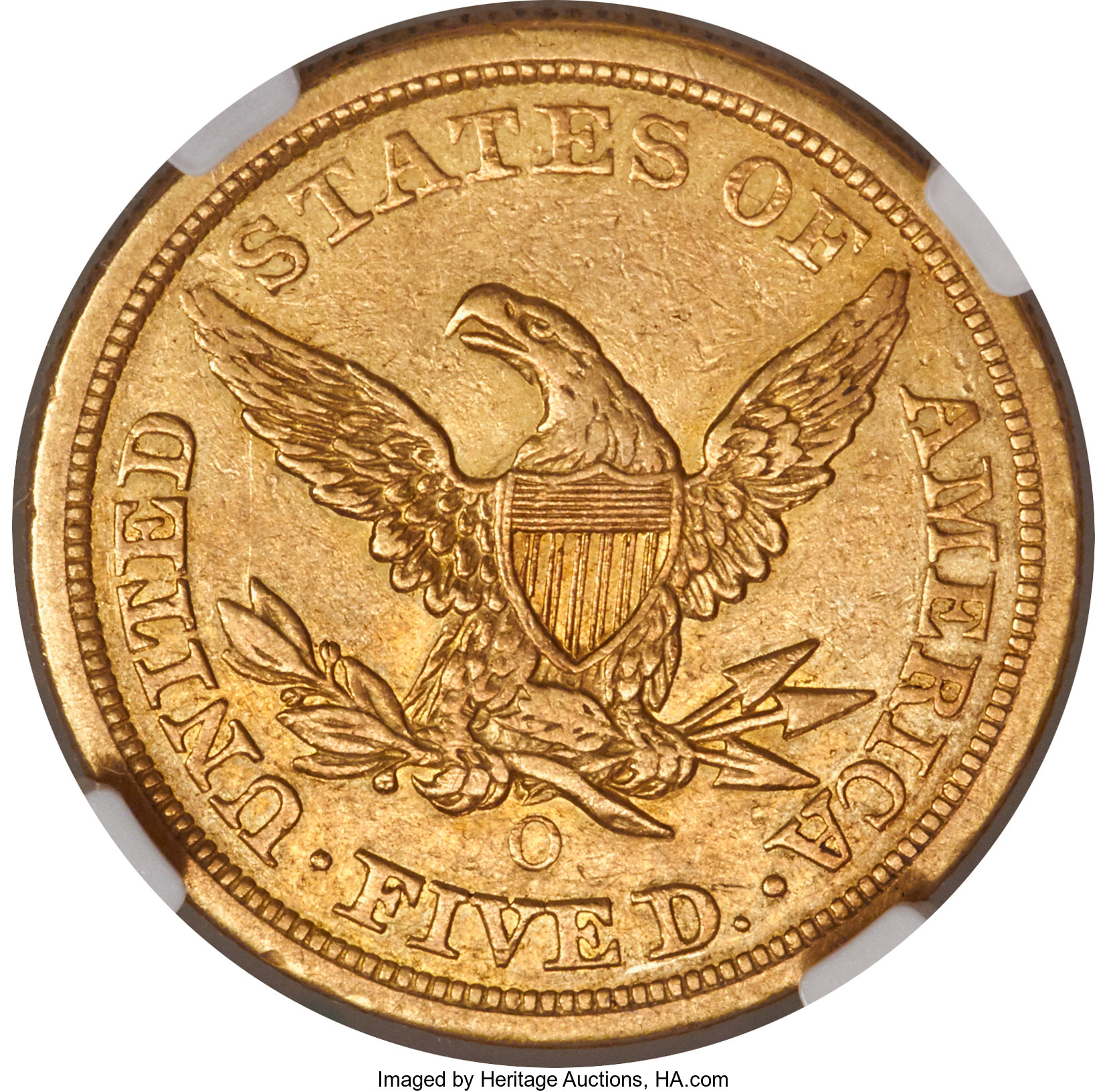 image for: 1856-O $5 AU50 NGC. Variety 2....