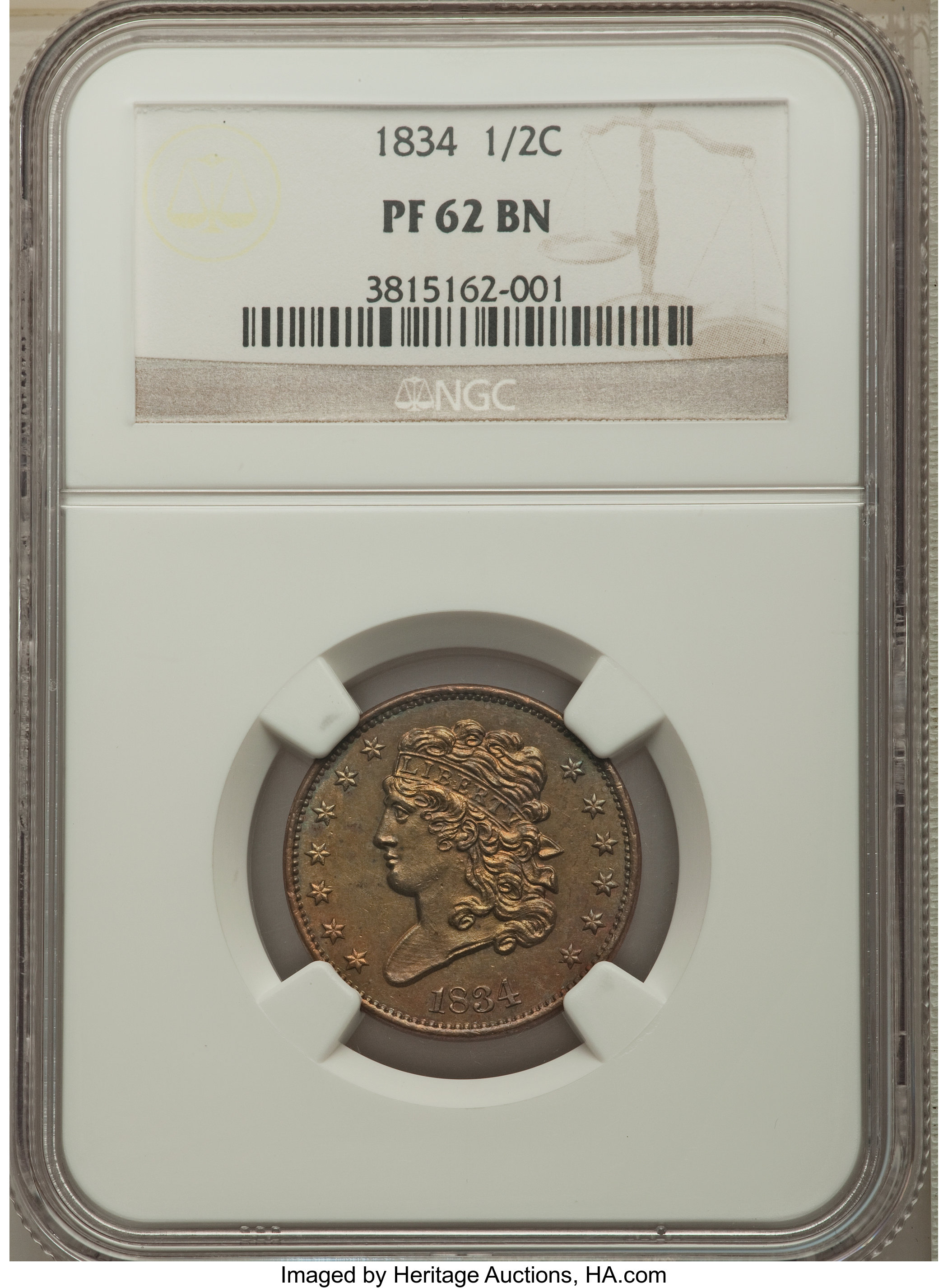 1834 1/2c PR BN PR62 BN thumbnail 4