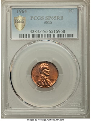 image for: 1964 1C SMS SP65 Red and Brown PCGS....