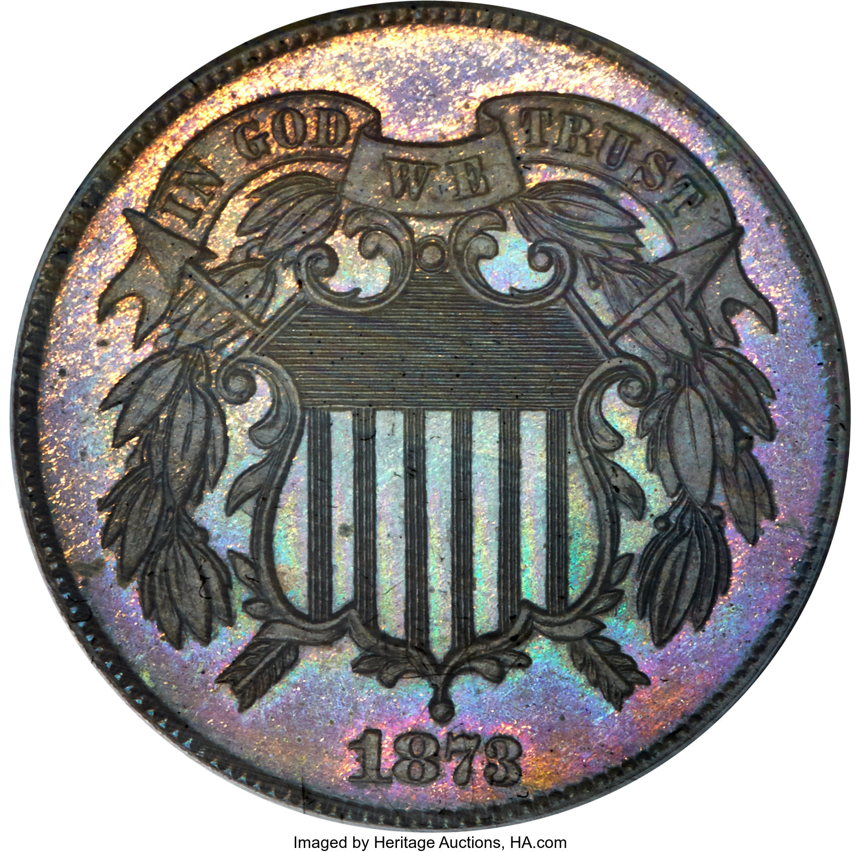 image for: 1873 2C Closed 3 PR65 Brown PCGS....