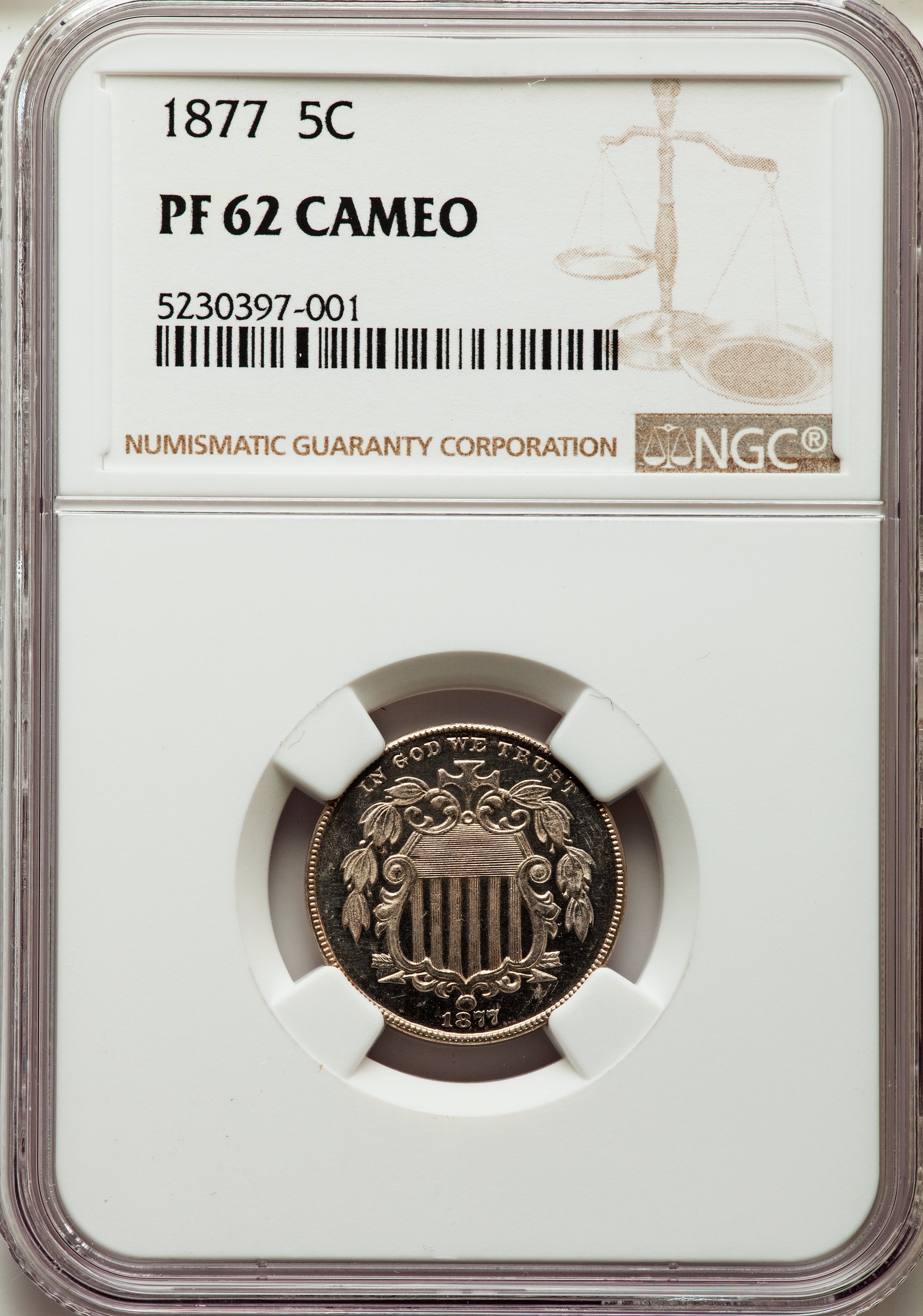 Shield Nickel 5c No Rays, 1867-1883 PR CAM [Type] PR62 CAM thumbnail 10
