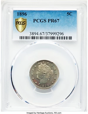 image for: 1896 5C PR67 PCGS....
