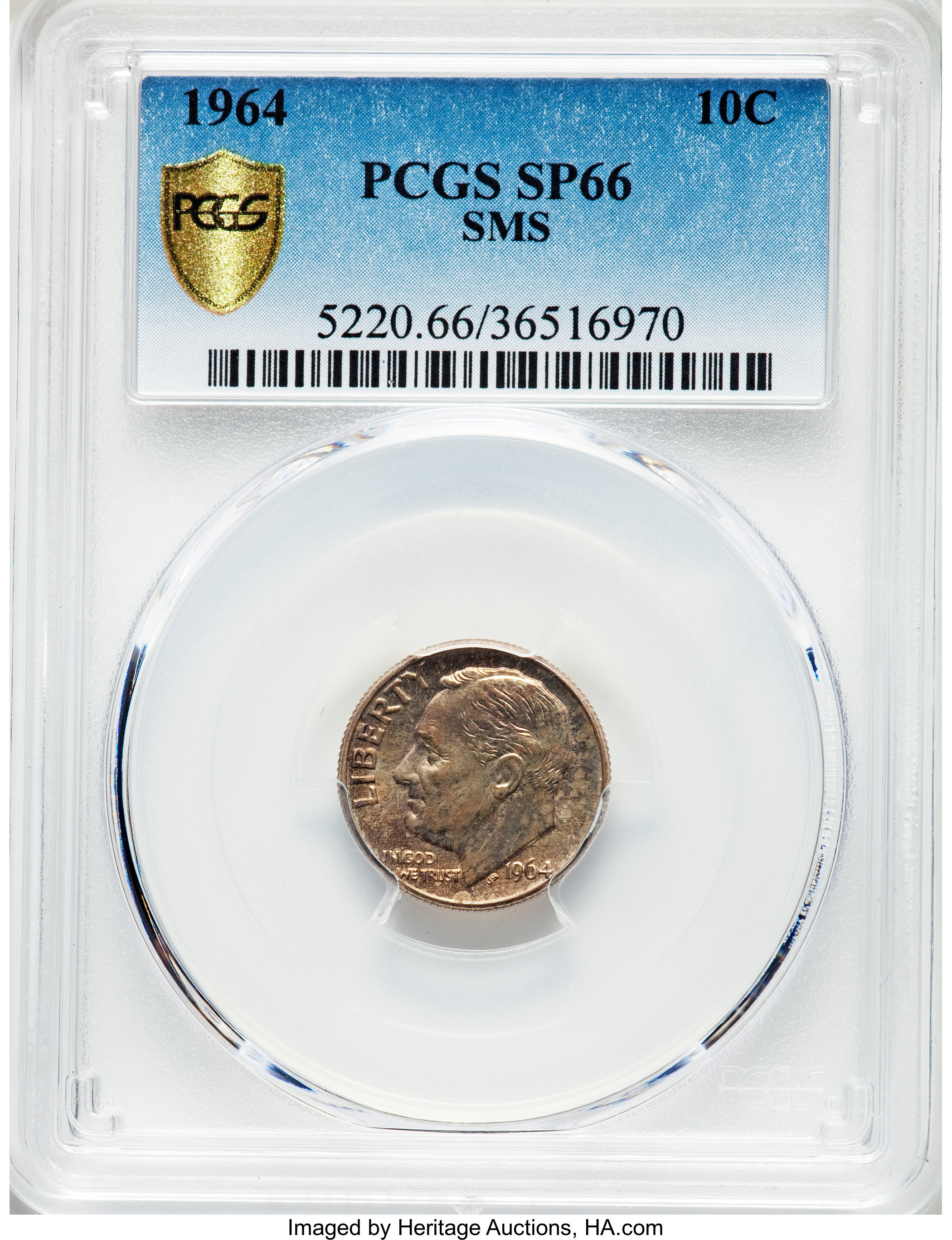 image for: 1964 10C SMS SP66 PCGS....