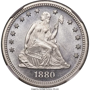 image for: 1880 25C MS67 NGC. Briggs 1-A....
