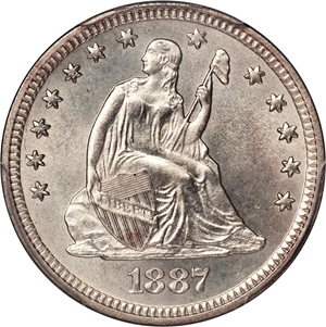 image for: 1887 25C MS66 PCGS. Briggs 1-A....