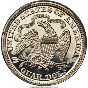 image for: 1866 25C Motto PR66 Cameo PCGS. Briggs 2-B....