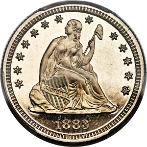 image for: 1883 25C PR66 Cameo PCGS. Briggs 1-A, Flynn-MPD-001,...