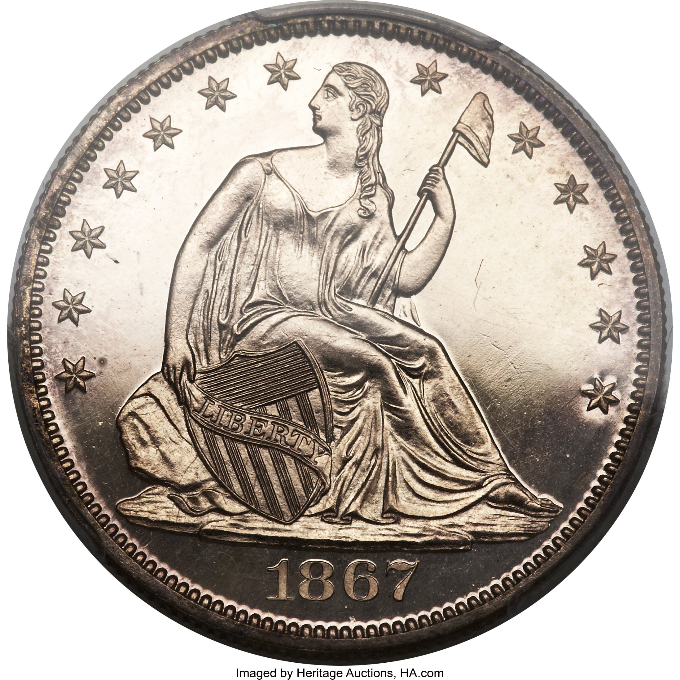 image for: 1867 50C PR64 Cameo PCGS....