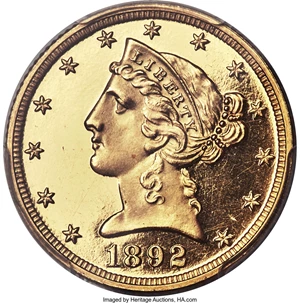 image for: 1892 $5 PR65 Deep Cameo PCGS. JD-1, R.5....