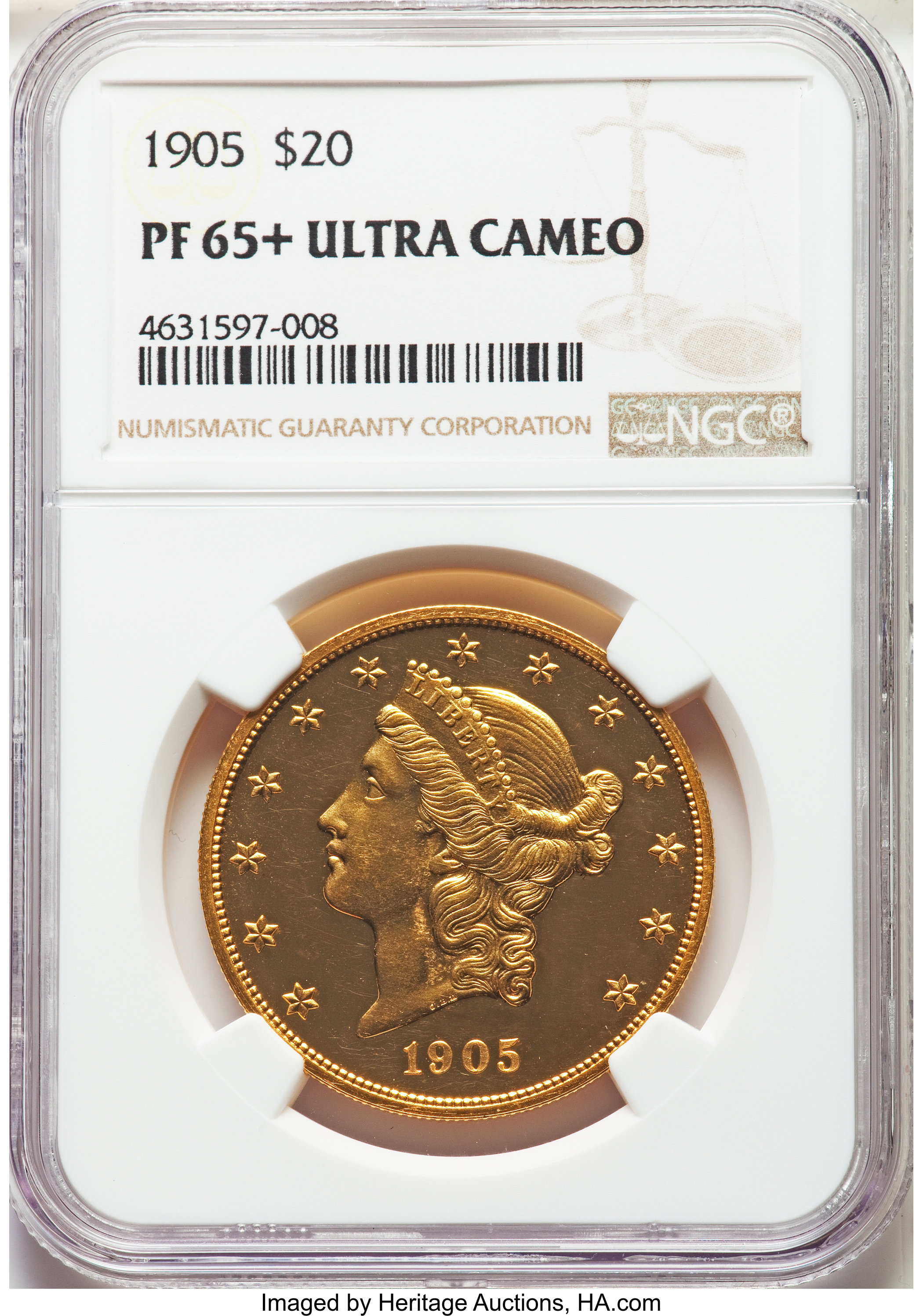 image for: 1905 $20 PR65+ Ultra Cameo NGC. JD-1, High R.4....