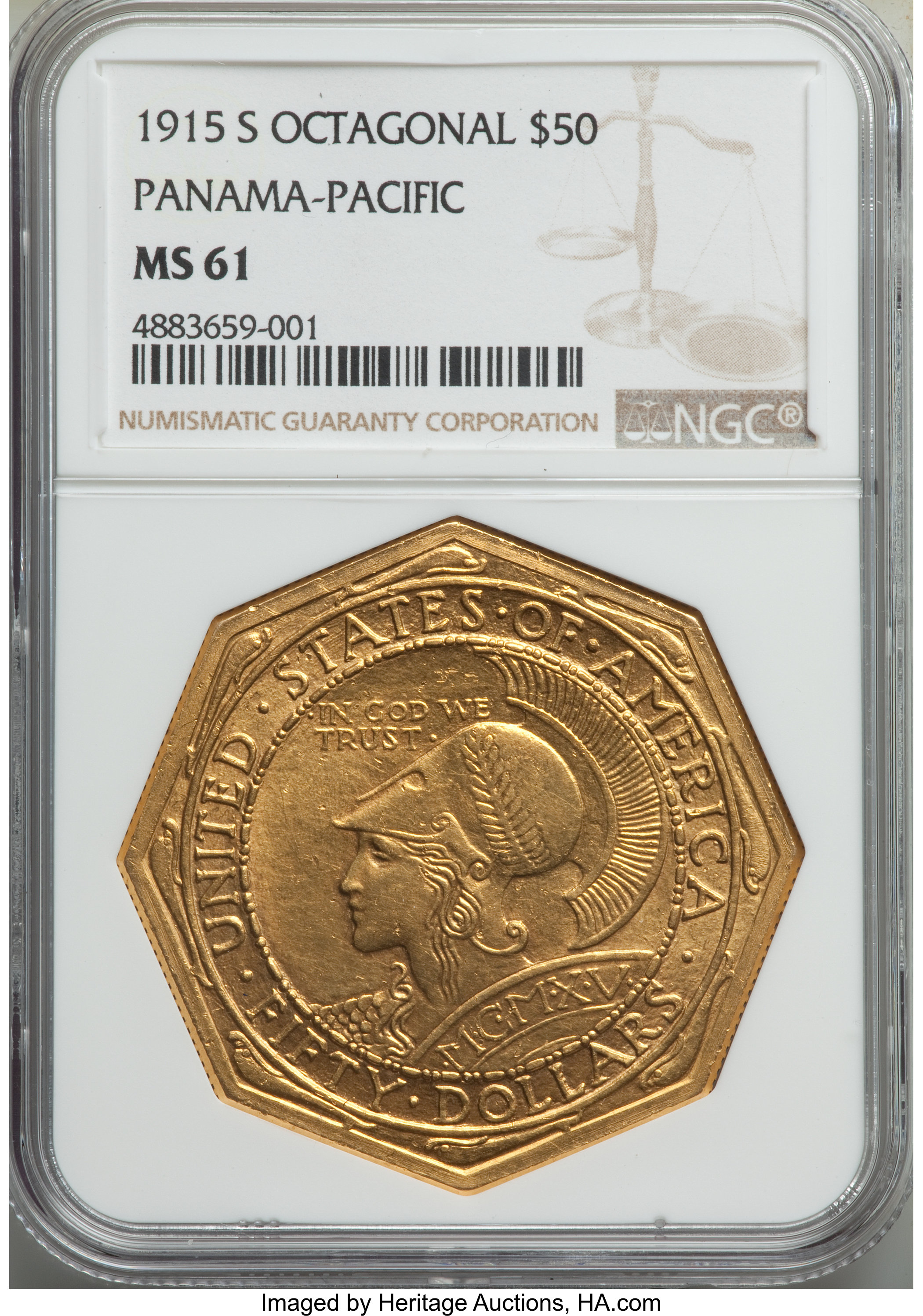 1915-S G$50  Panama-Pacific Expo, Octagonal MS61 thumbnail 4