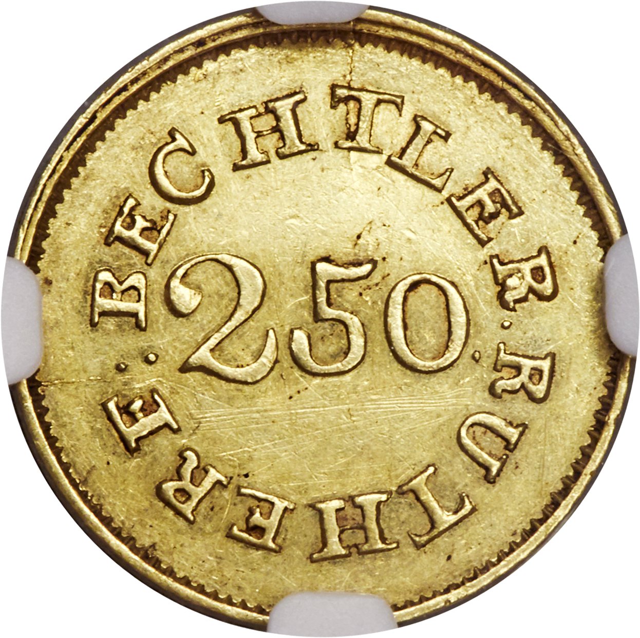 image for: (1837-1842) $2 1/2 C. Bechtler Quarter Eagle, 70 G. 20 C. AU58 NGC. K-13, R.6....