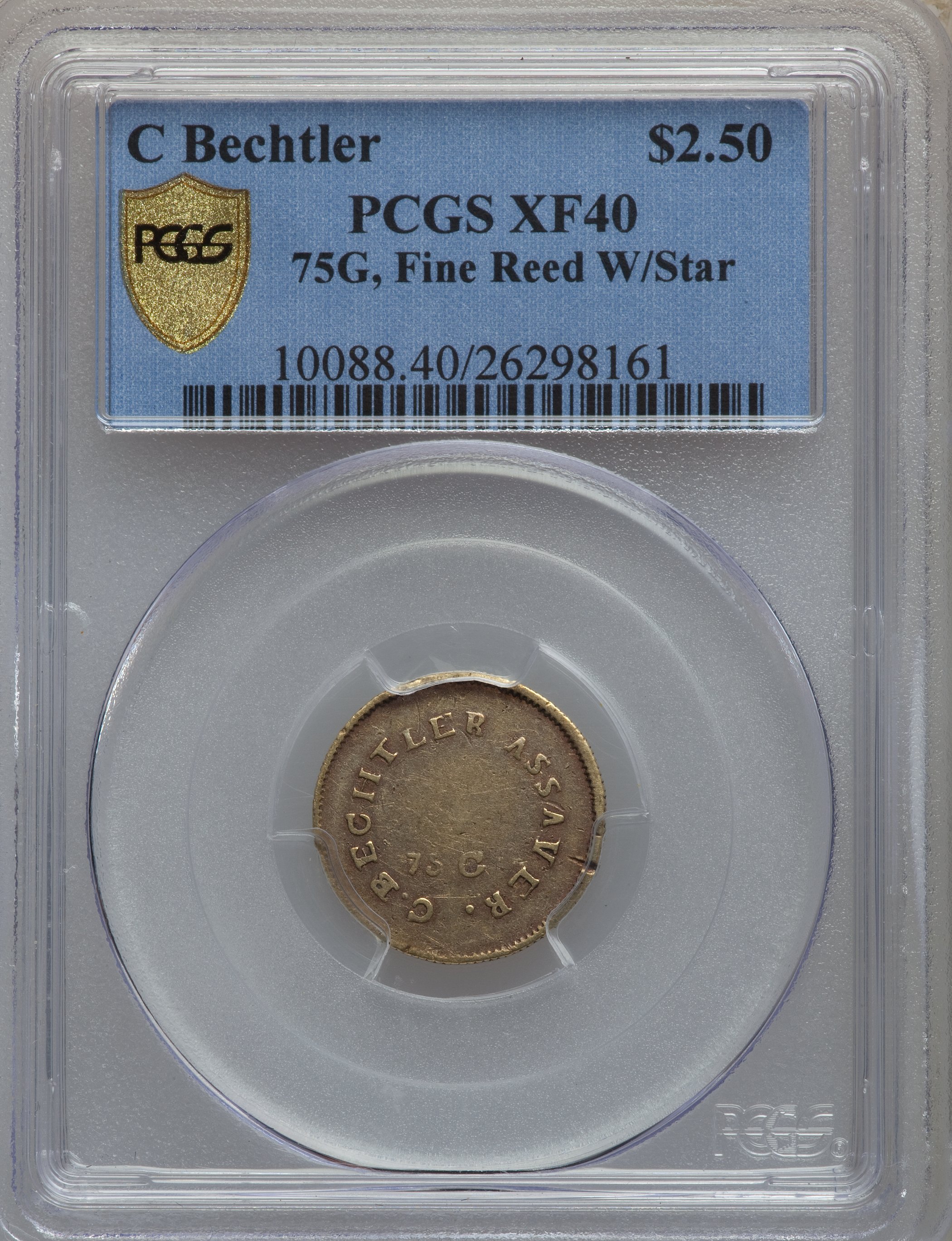 image for: (1831-1834) $2 1/2 C. Bechtler Quarter Eagle, Finely Reeded XF40 PCGS. K-9, R.7....