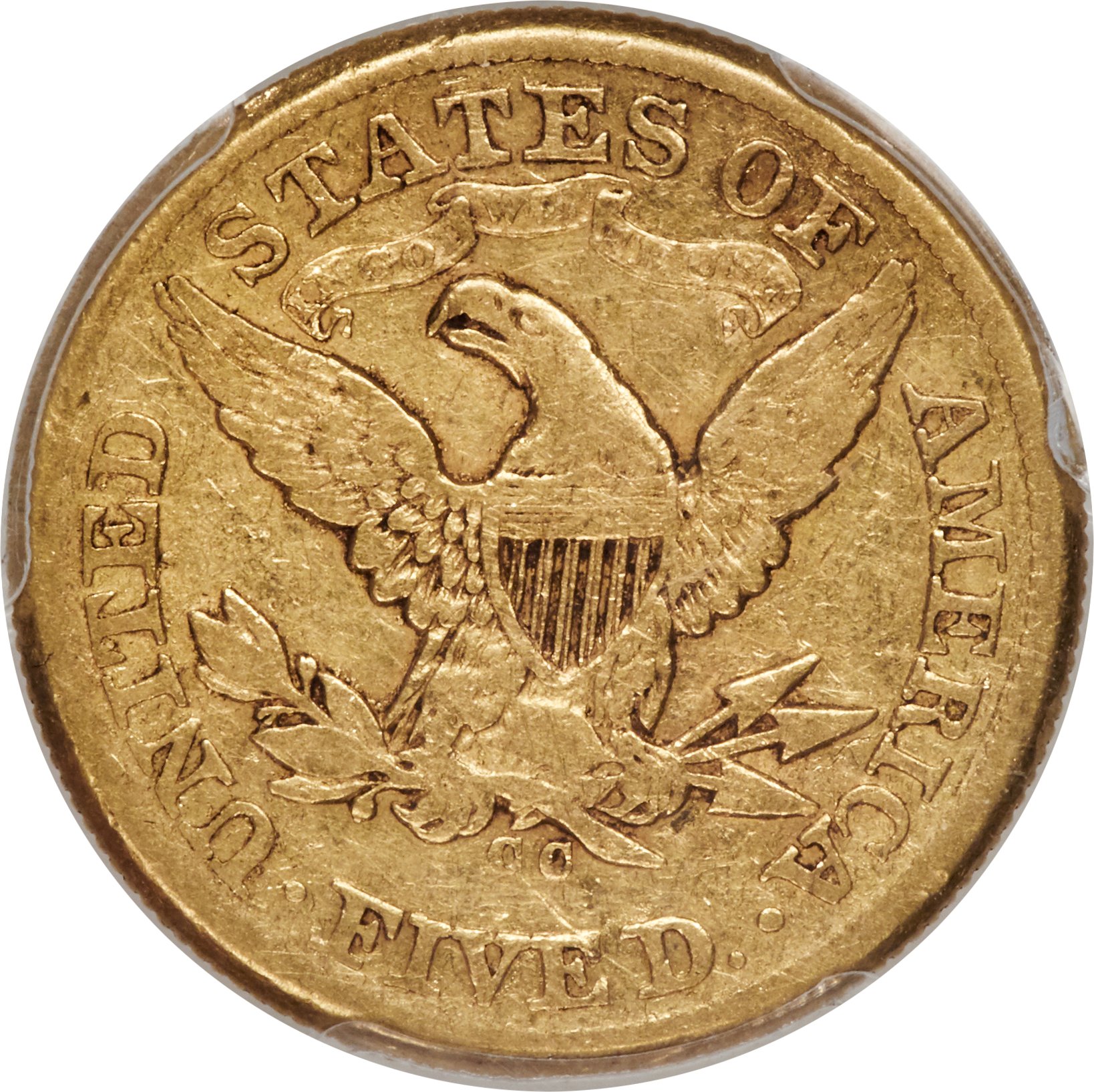 image for: 1875-CC $5 VF30 PCGS. Variety 2-C....