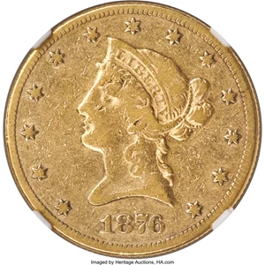 image for: 1876-CC $10 Fine 12 NGC. Variety 1-A....