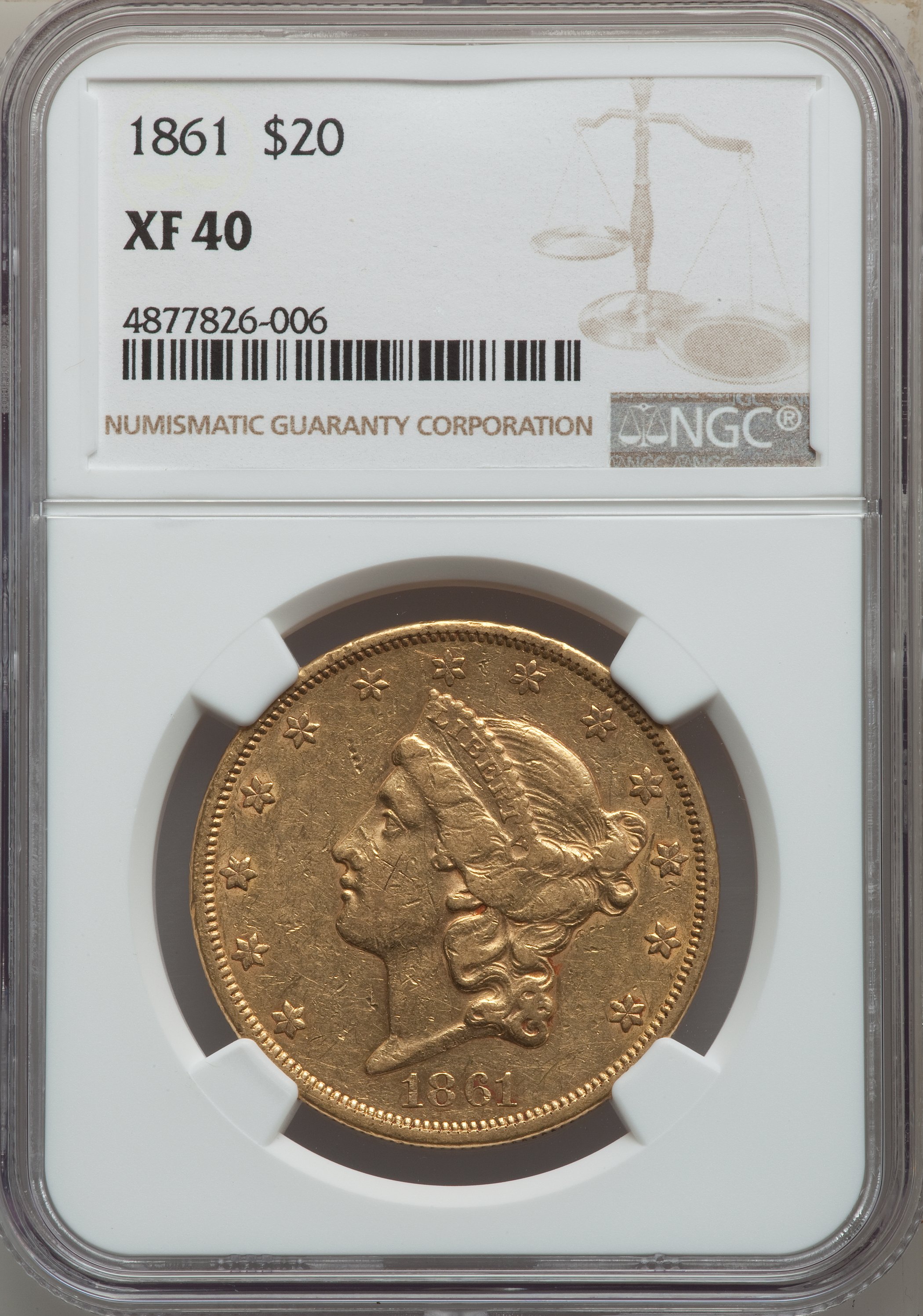 1861 $20 XF40 NGC. ...