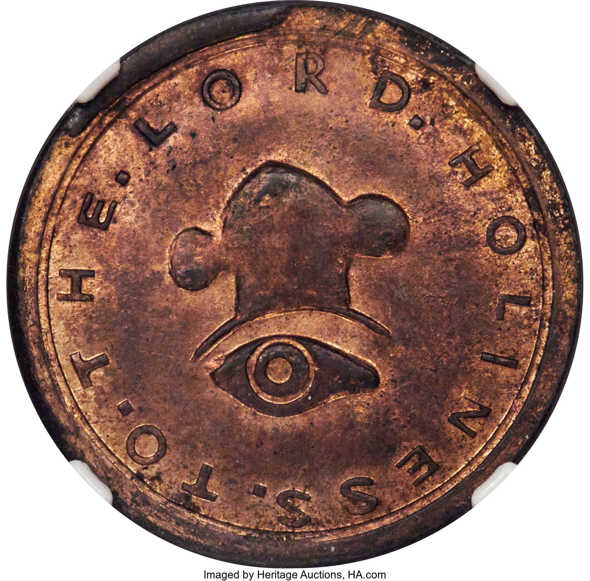 ND DT$10 Mormon, Copper Uniface Restrike MS RB