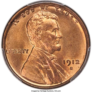image for: 1912-S 1C MS66 Red PCGS....