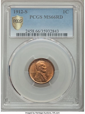 image for: 1912-S 1C MS66 Red PCGS....