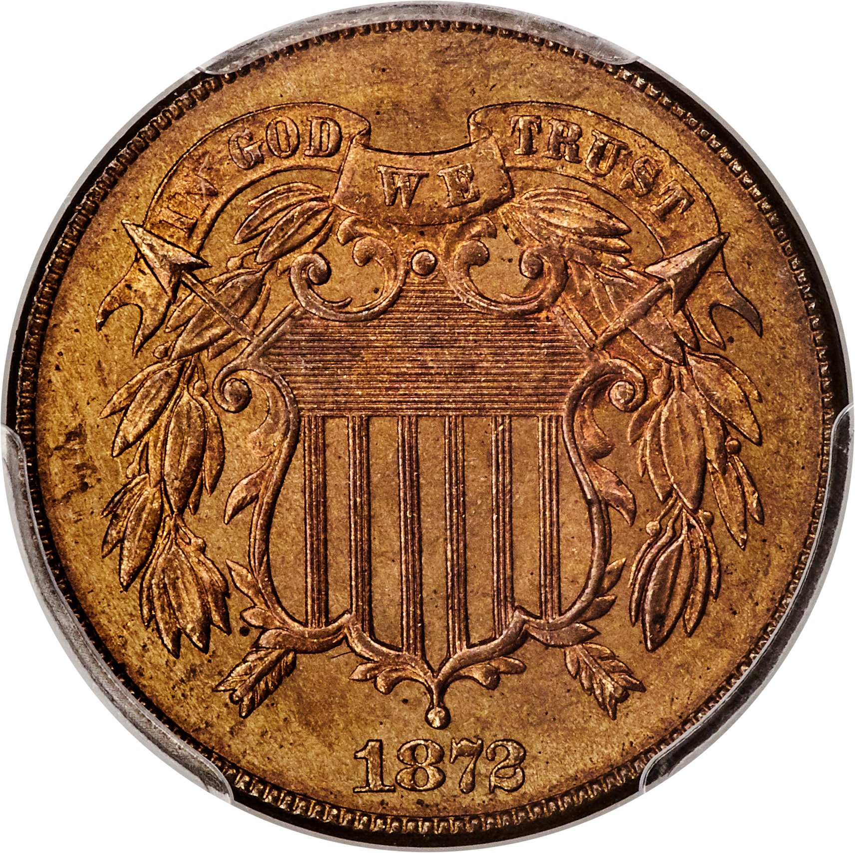 image for: 1872 2C MS64+ Red and Brown PCGS. CAC....