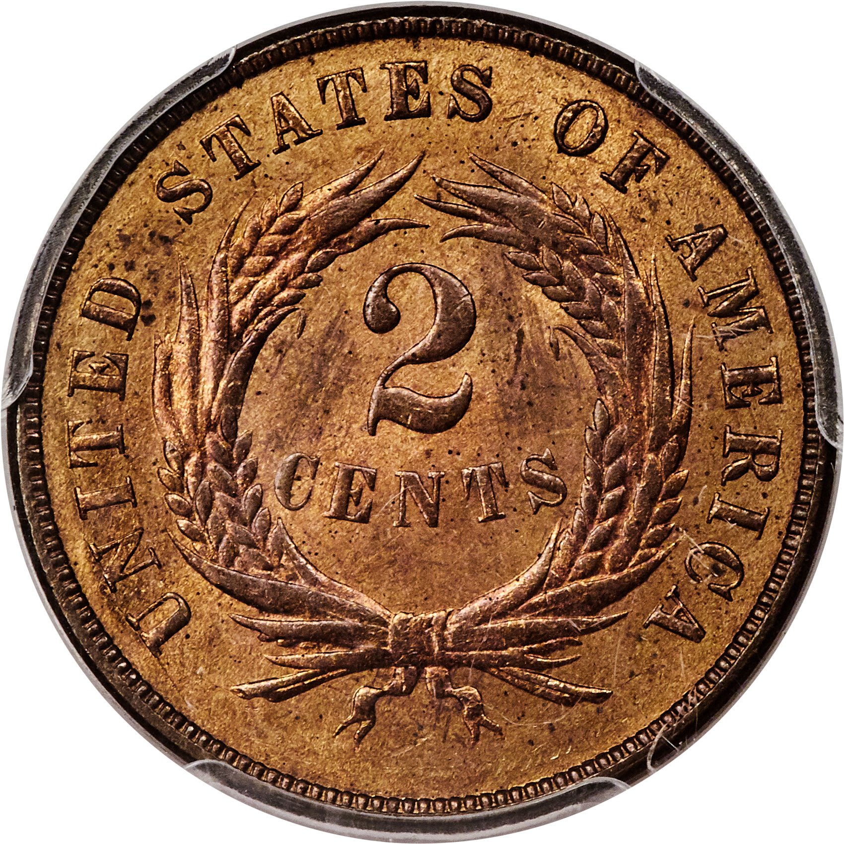 image for: 1872 2C MS64+ Red and Brown PCGS. CAC....