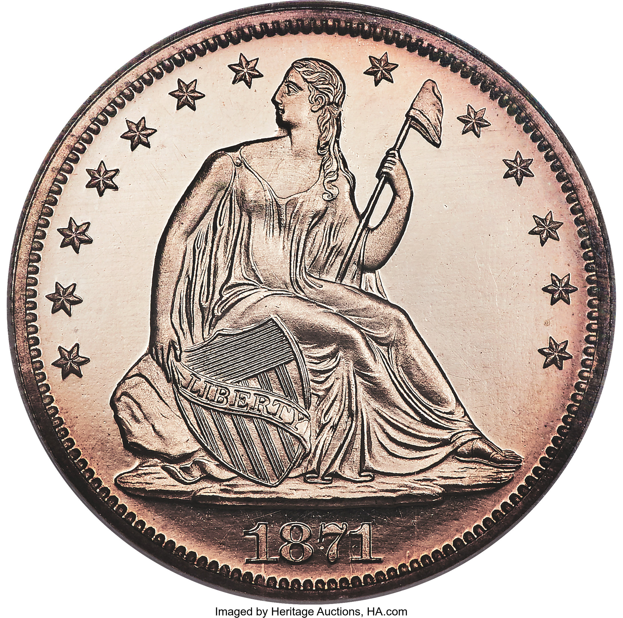 image for: 1871 50C PR65 Cameo NGC....