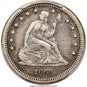 image for: 1860-S 25C VF20 PCGS. Briggs 1-A....