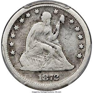 image for: 1872-S 25C VG8 PCGS....