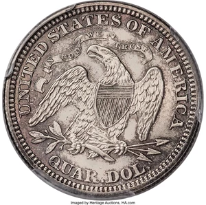 image for: 1873 25C Open 3, No Arrows, MS65 PCGS....