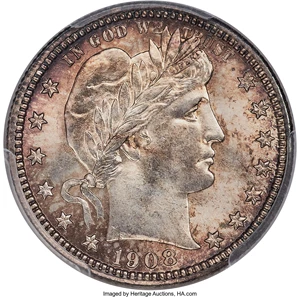 image for: 1908-S 25C MS65 PCGS. CAC....