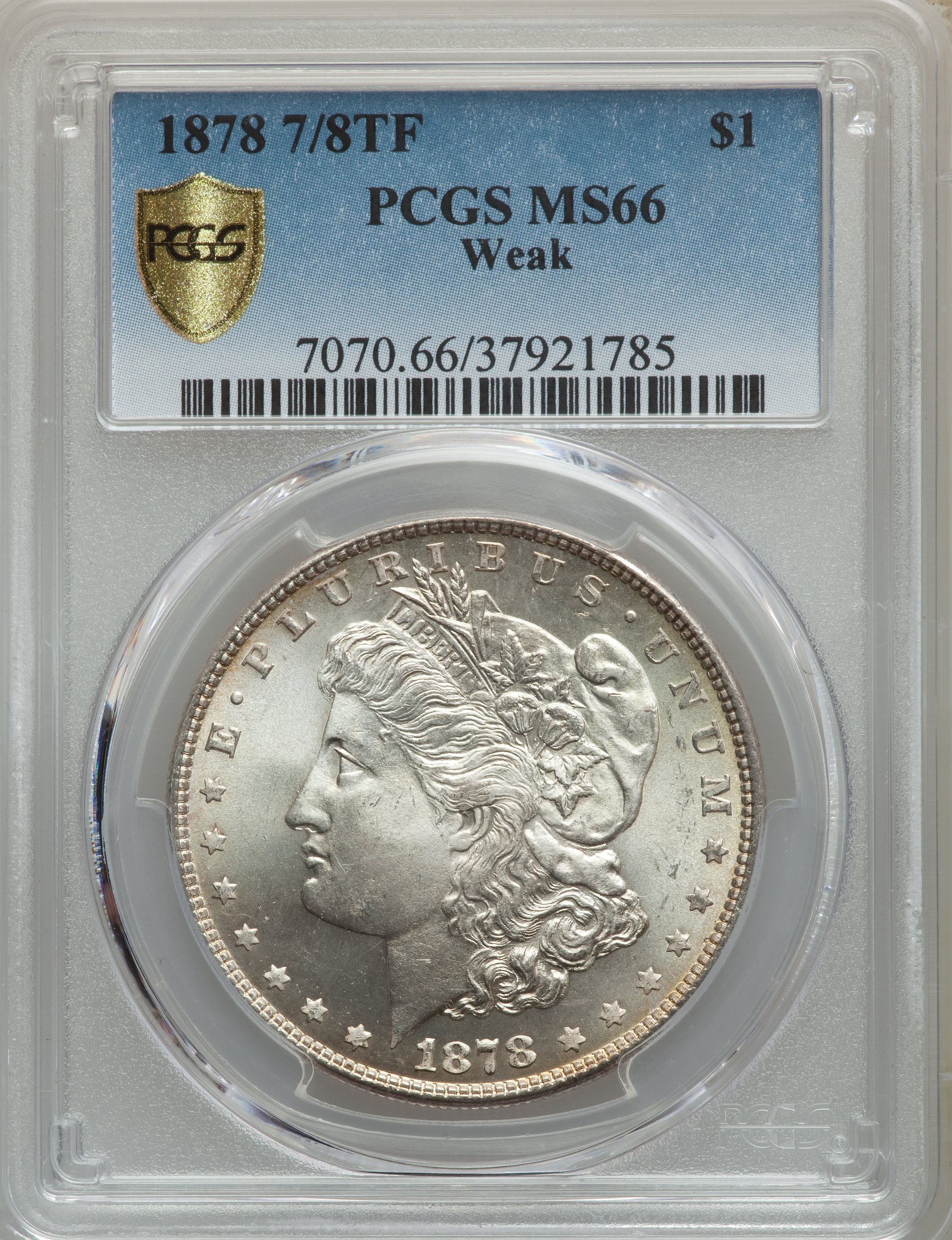 1878 7/8TF $1  Weak, 7/4, Doubled Legs, VAM-33 MS66 thumbnail 7