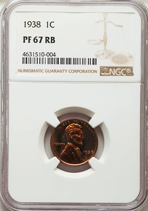 image for: 1938 1C PR67 Red and Brown NGC. NGC Census: (0/0). PCGS Population: (2/0). CDN: $850 Whsle. Bid for problem-free NGC/PCGS P...