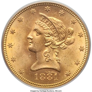 image for: 1881-S $10 MS63 PCGS. PCGS Population: (62/0). NGC Census: (43/2). CDN: $1,000 Whsle. Bid for problem-free NGC/PCGS MS63. M...