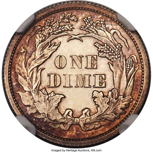 image for: 1873 10C Arrows PR66 Cameo NGC. F-102, R.4....