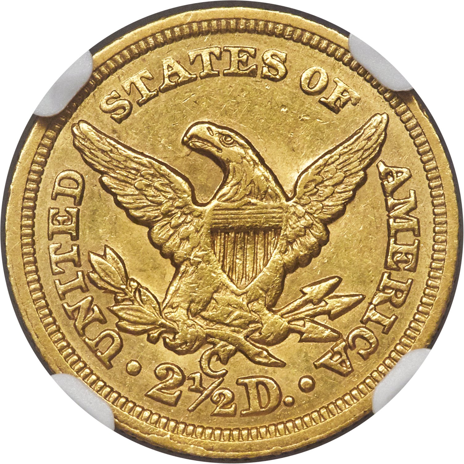 image for: 1855-C $2 1/2 AU58 NGC. Variety 1....