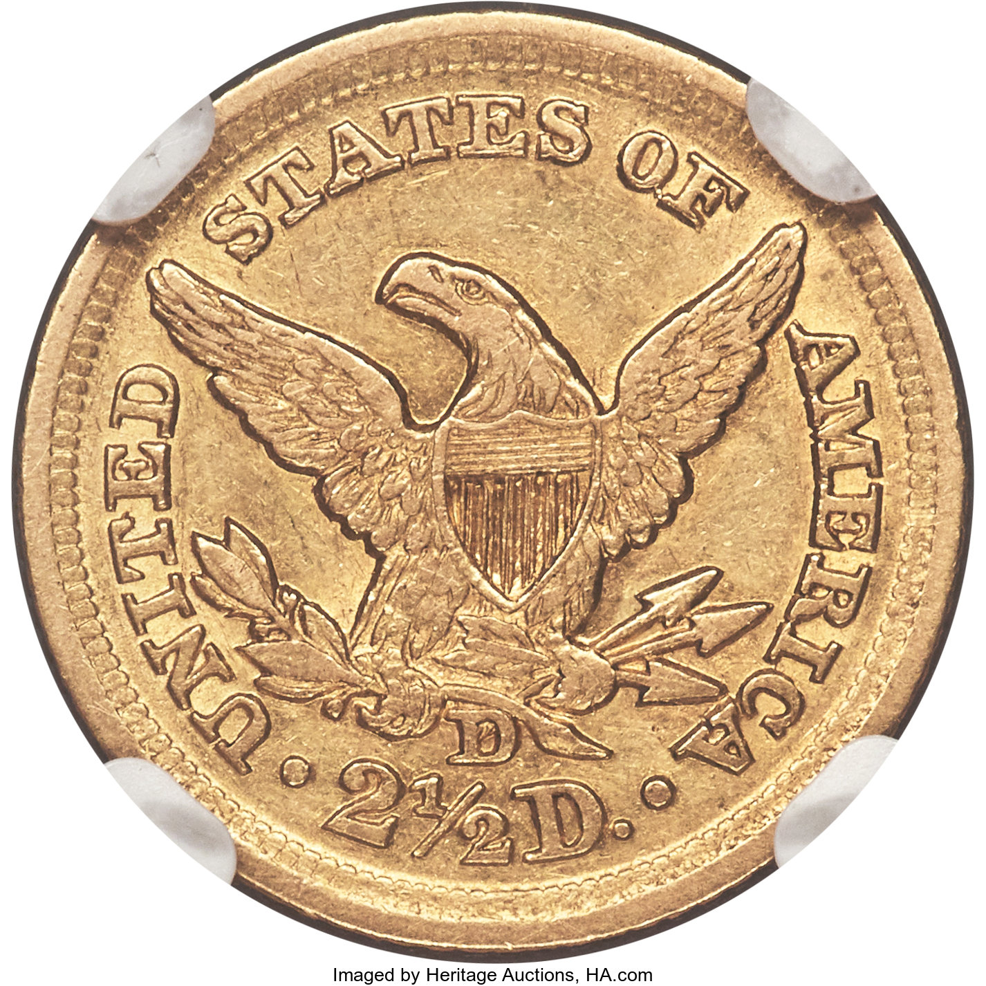 image for: 1857-D $2 1/2 AU58 NGC. Variety 21-N....