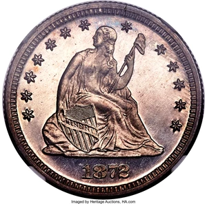 image for: 1872 25C PR66 Cameo NGC....