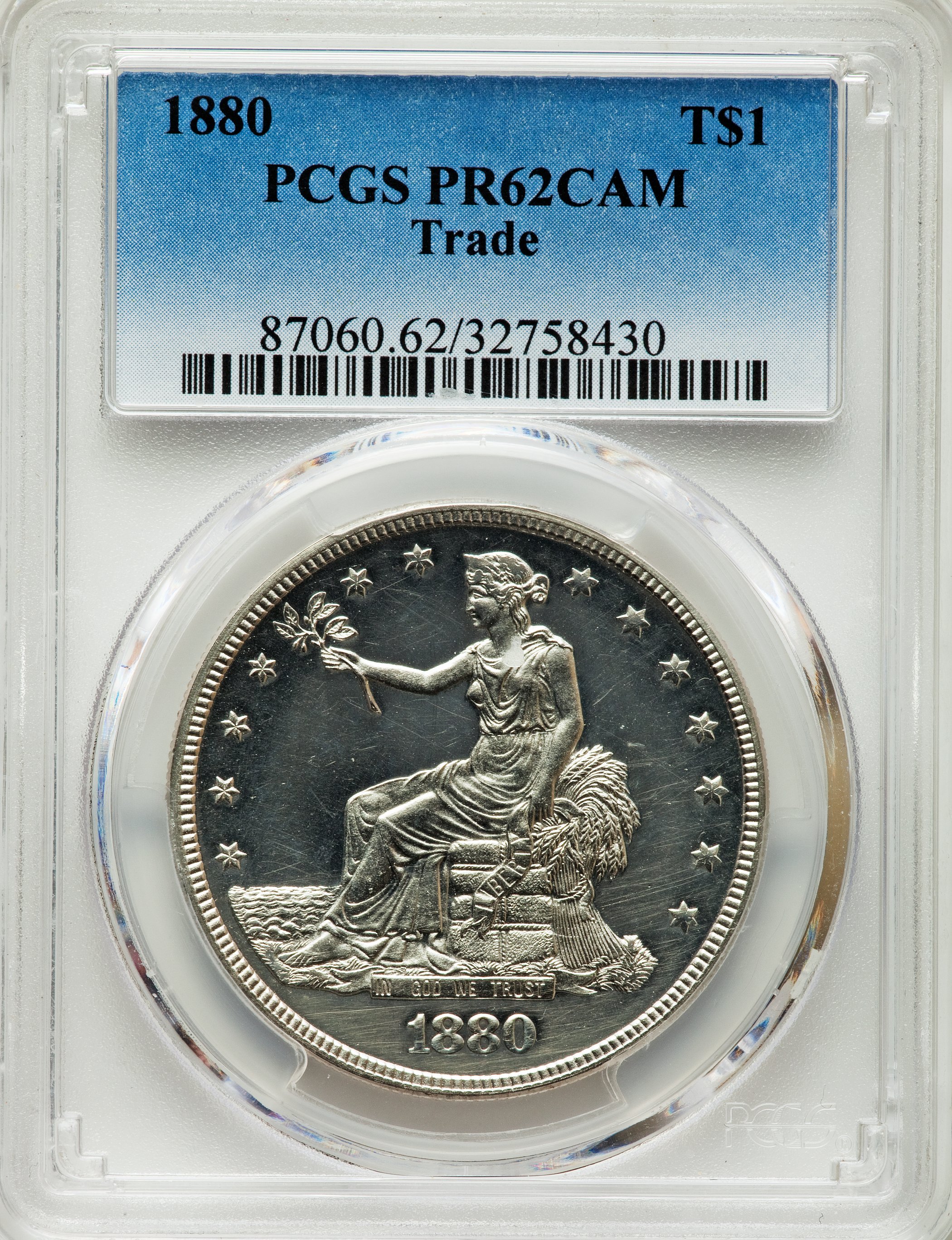1880 T$1 PR62 Cameo PCGS. ...