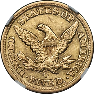 image for: 1854-O $5 AU58 NGC. Variety 1....