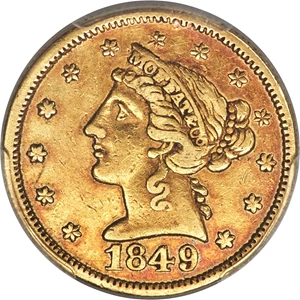 image for: 1849 $5 Moffat & Co. XF40 PCGS. K-4, R.5....