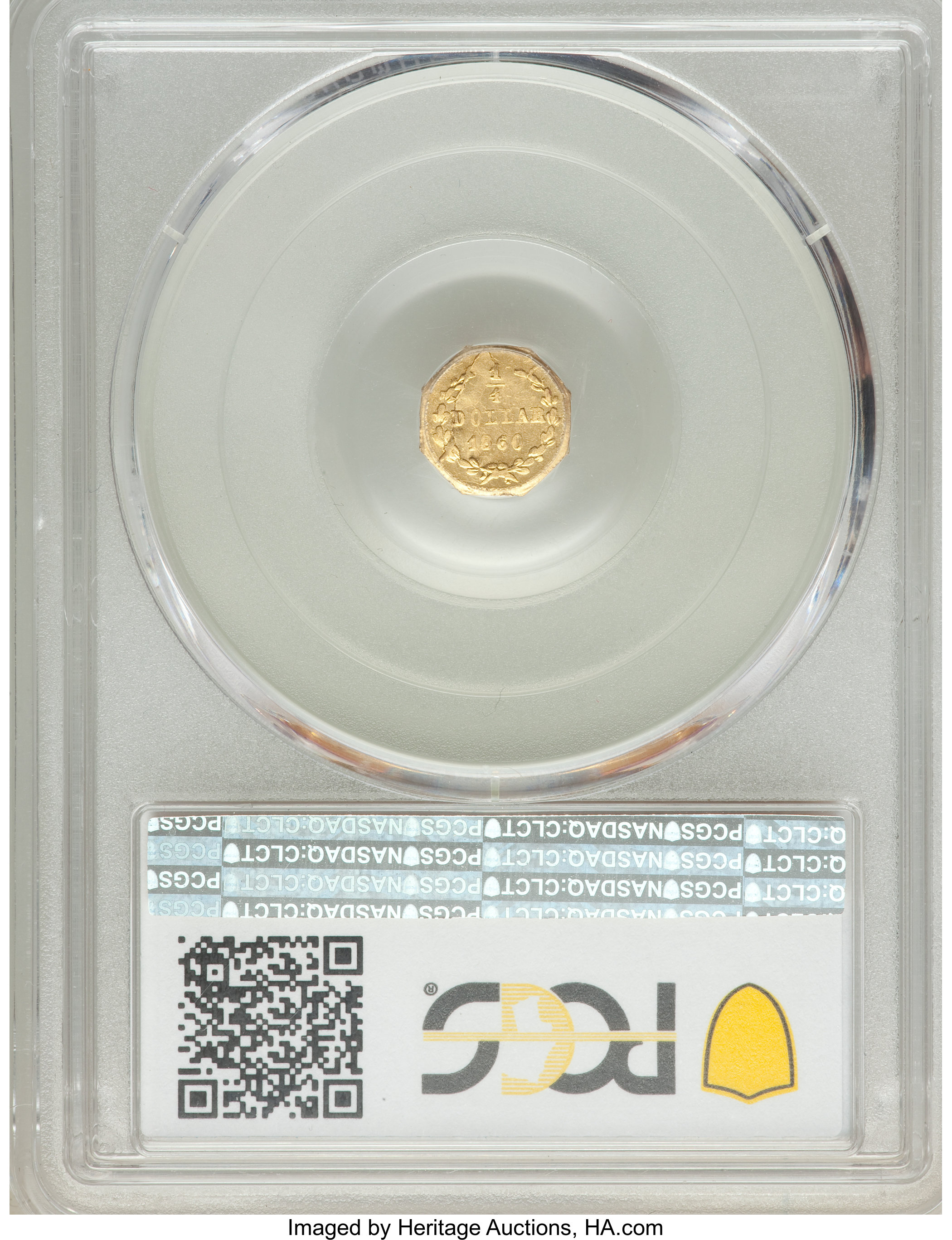 image for: 1860 25C Liberty Head Octagonal 25 Cents, BG-732, High R.6, MS62 PCGS....