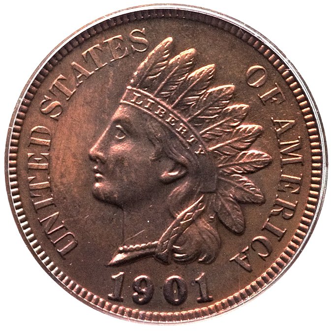 image for: 1901 1C PR66 Red and Brown PCGS. Eagle Eye Photo Seal. PCGS Population: (53/12). NGC Census: (23/7). PR66. Mintage 1,985....