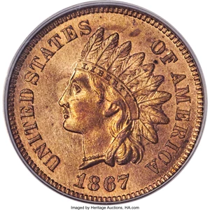 image for: 1867 1C MS65 Red PCGS. CAC....
