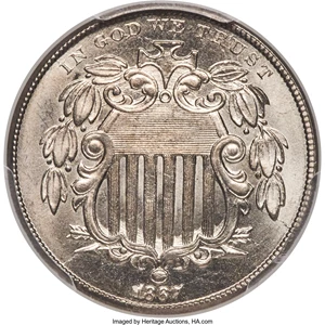 image for: 1867 5C No Rays MS66+ PCGS. CAC....