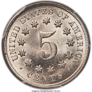 image for: 1867 5C No Rays MS66+ PCGS. CAC....