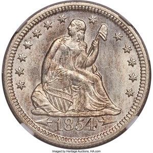 image for: 1854-O 25C Arrows MS64 NGC. Briggs 3-C....